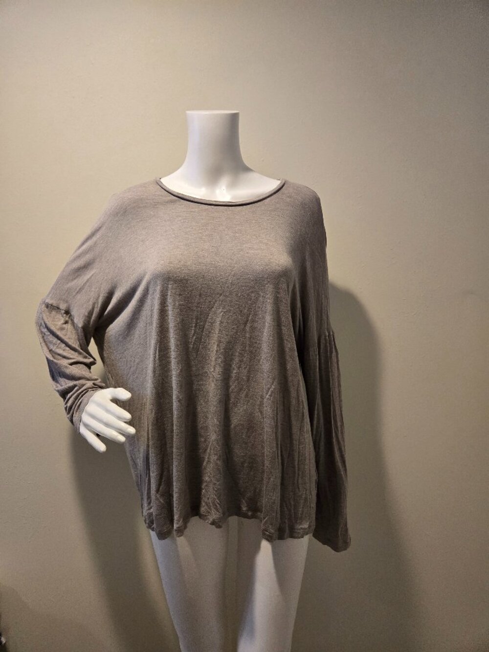 Lafayette 148 Gray 3/4 Sleeve Top XL